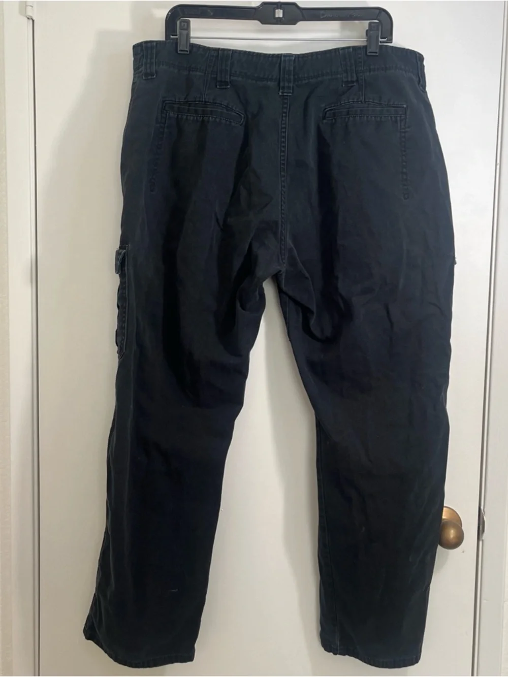 Wrangler Relaxed Fit Cargo Pants Black Utility Trousers 38/30 5 Pockets Work